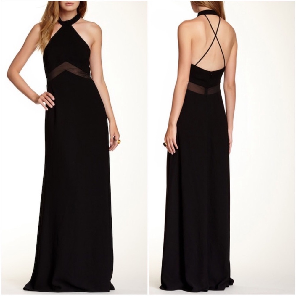 Jill Stuart Halter neck mesh insert gown